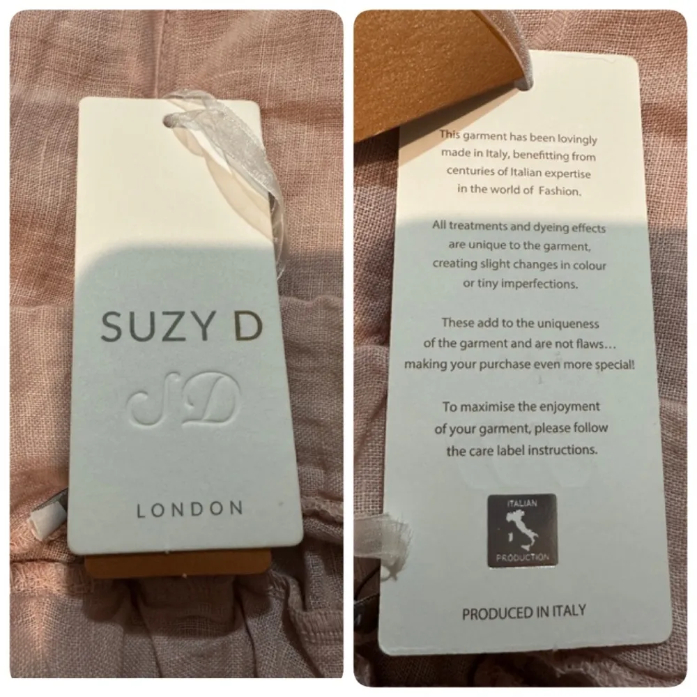 Suzy D London Light Pink Linen Sahara Ultra Wide Leg Culotte Pants Med NWT - Image 15