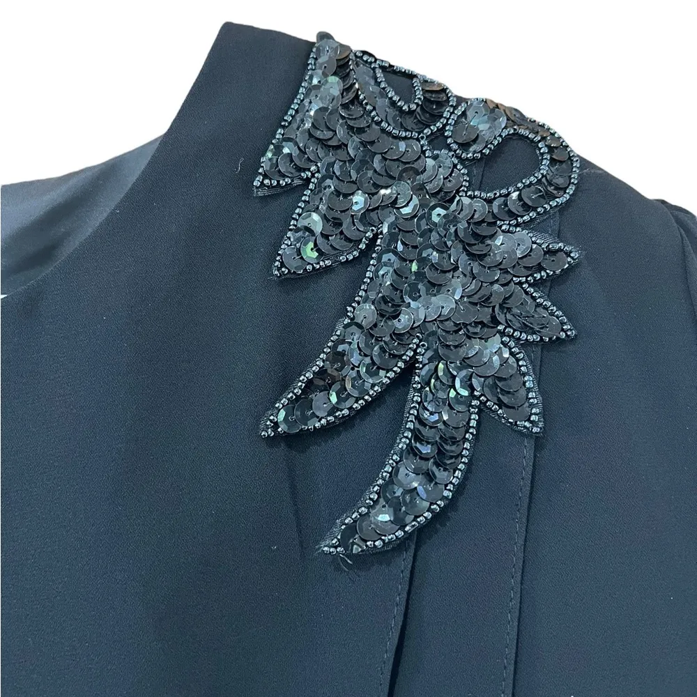 Patra Vintage 1980s Black Dress with Pearls Women’s Size 18 - Image 2