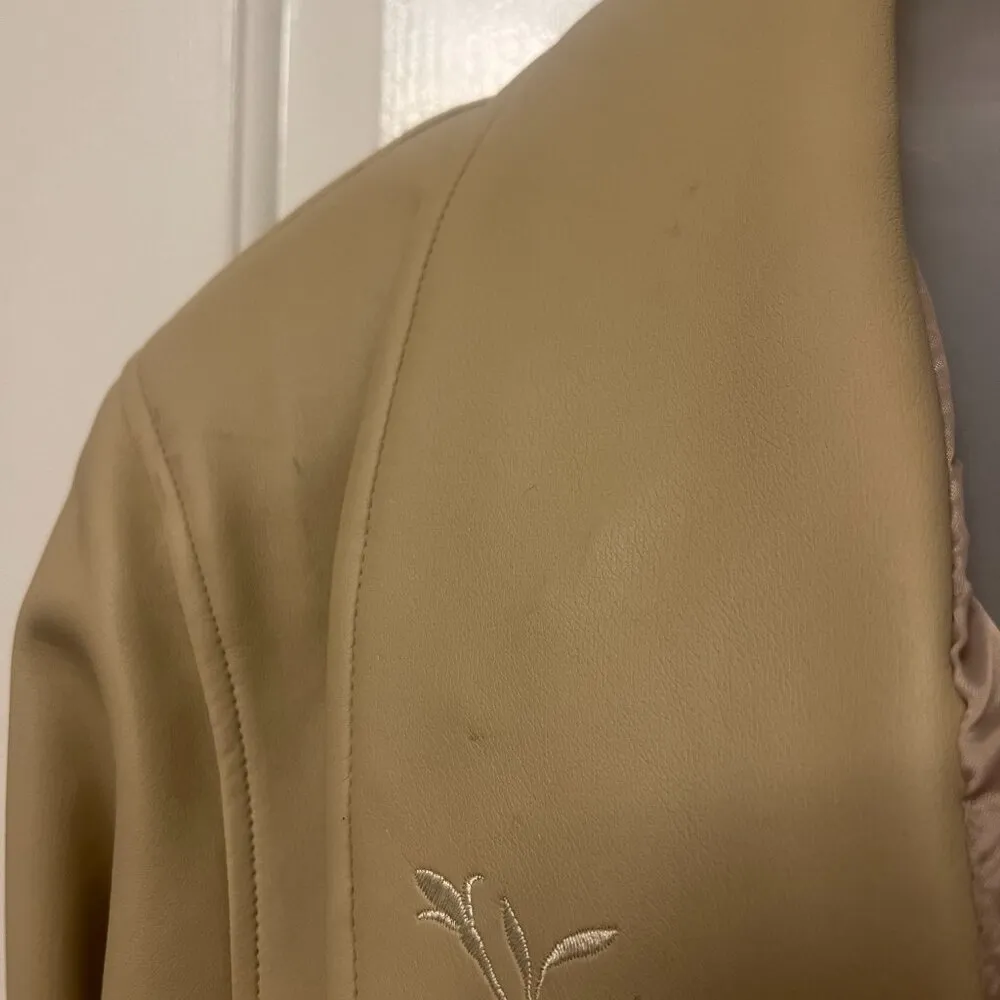 Atlantic Beach Rose Embroidered Jacket Tan Size M - Image 4