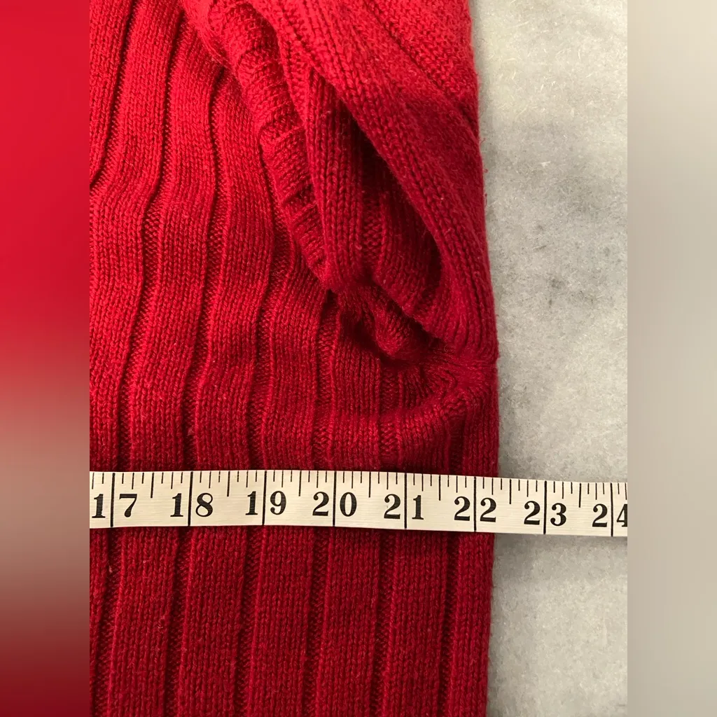 VTG Liz Thomas Size L Red Ribbed Knit Gold Button V Neck Cardigan Sweater Size L - Image 7