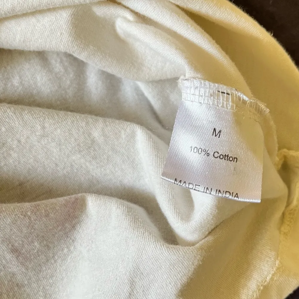 Love Peace & Lazy Days cropped short sleeve pink cream and gold Alchemy tee Size M - Image 5