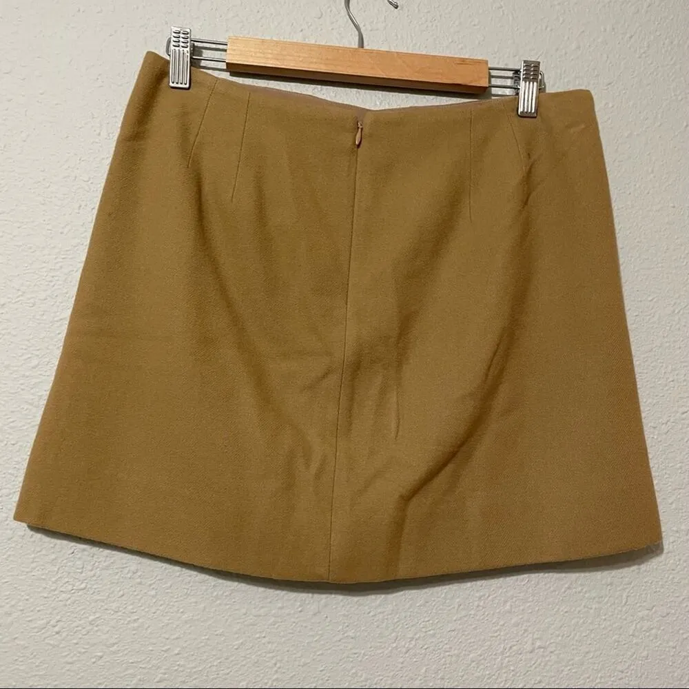 J Crew Yellowish Brown Wool Mini Skirt Dark Academia Womens 6 Preppy School Girl - Image 4