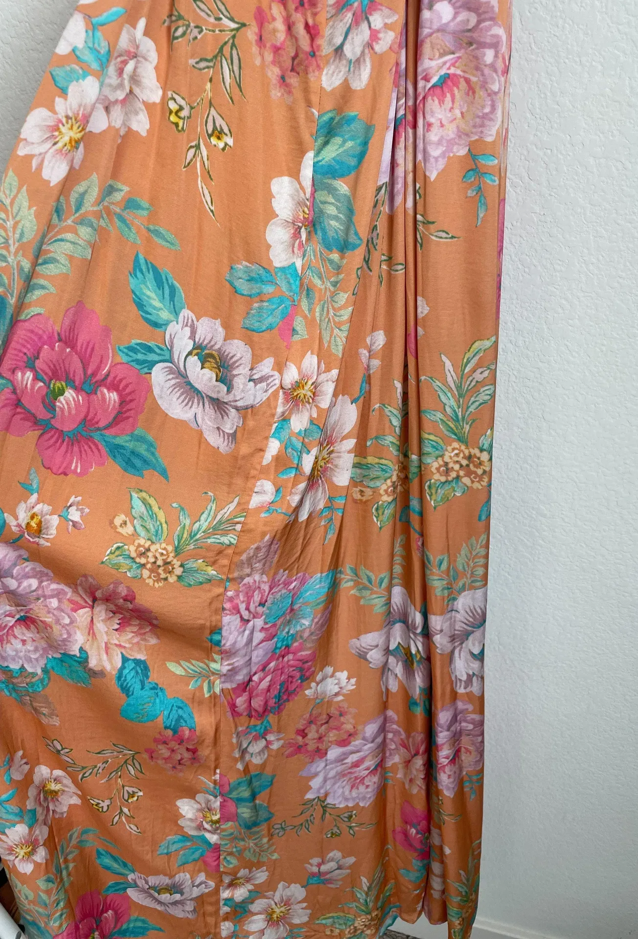 Cubano Floral Wrap Satin Maxi Dress - Image 12