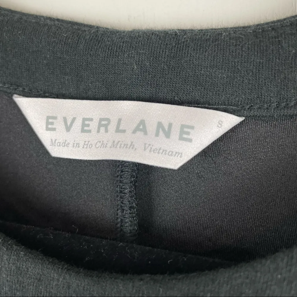 Everlane Sz Small Black Scuba Short Sleeve Boxy Sweatshirt Lagenlook - Image 6
