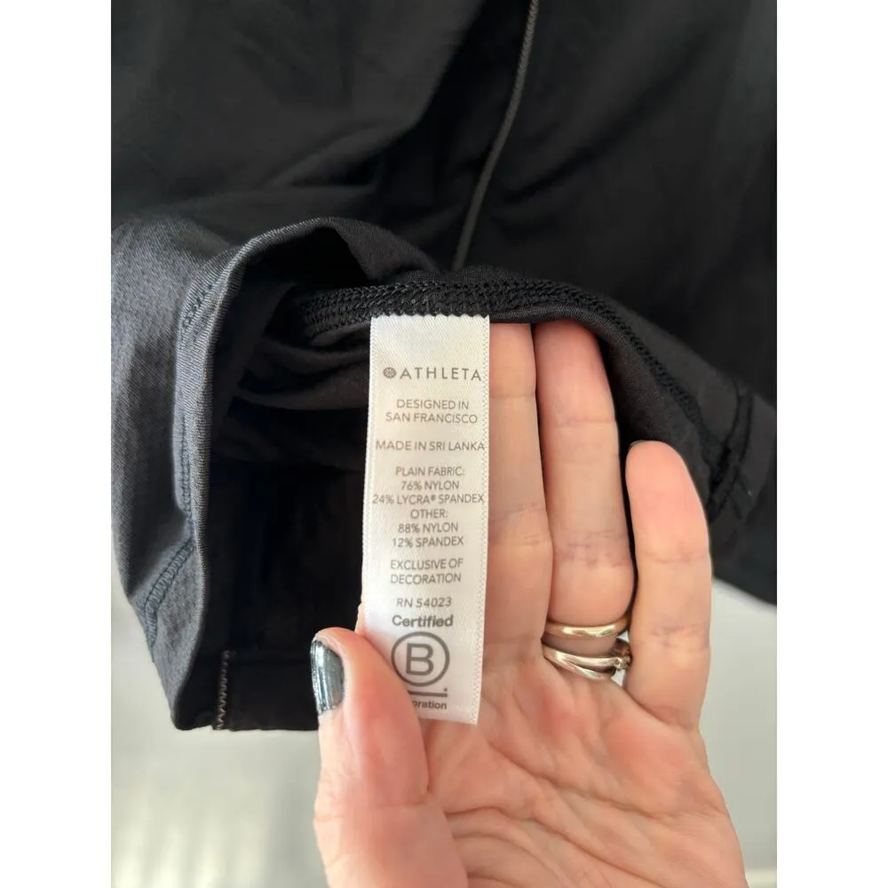 Athleta Top Women's Small Black Eclipse Athleisure Activewear Fitted Crewneck - Image 4