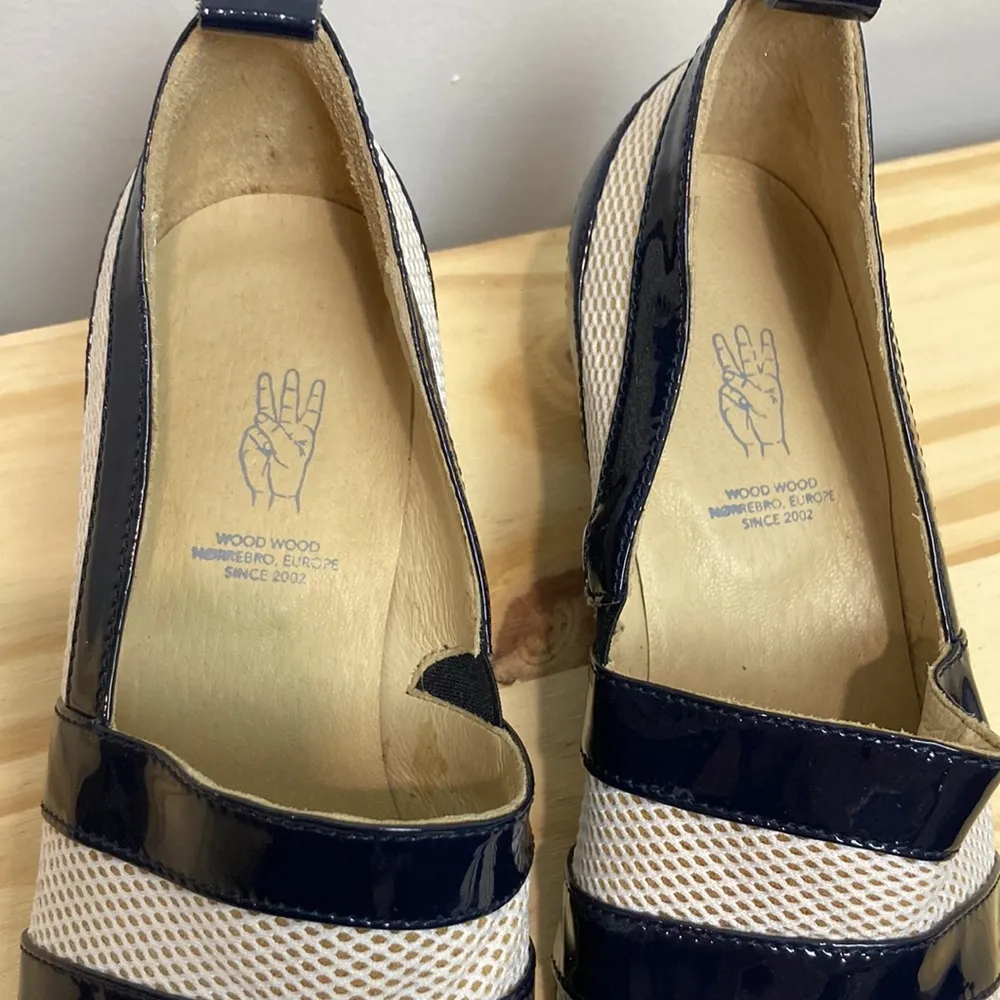 Wood Wood| Unique Patent Leather and Mesh Loafers sz 36 Blue - Image 2