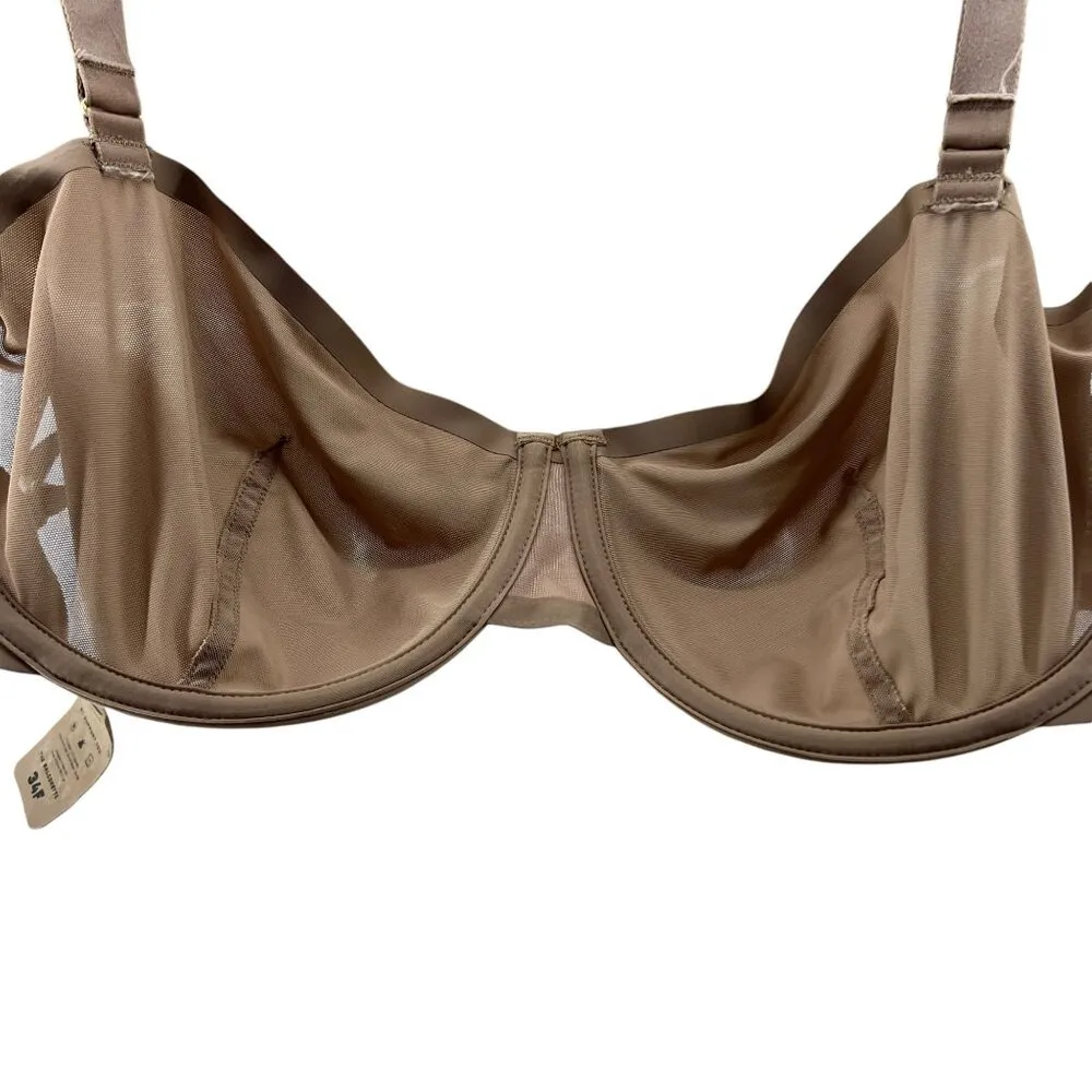 Cuup The Balconette Mesh Bra Taupe Lingerie Womens 34F Tan Size 34 F / DDD - Image 3