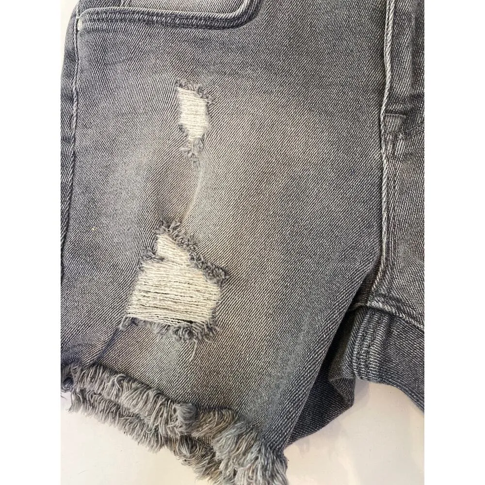 ASOS Gray Raw Hem Distressed Denim Jean Shorts Cotton EUC Sz 30 Mid Rise Casual - Image 2