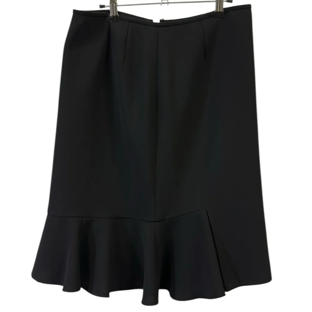 Black Flounce Midi Length Fully Lined Skirt Zip Side Womens 8 - Image 10