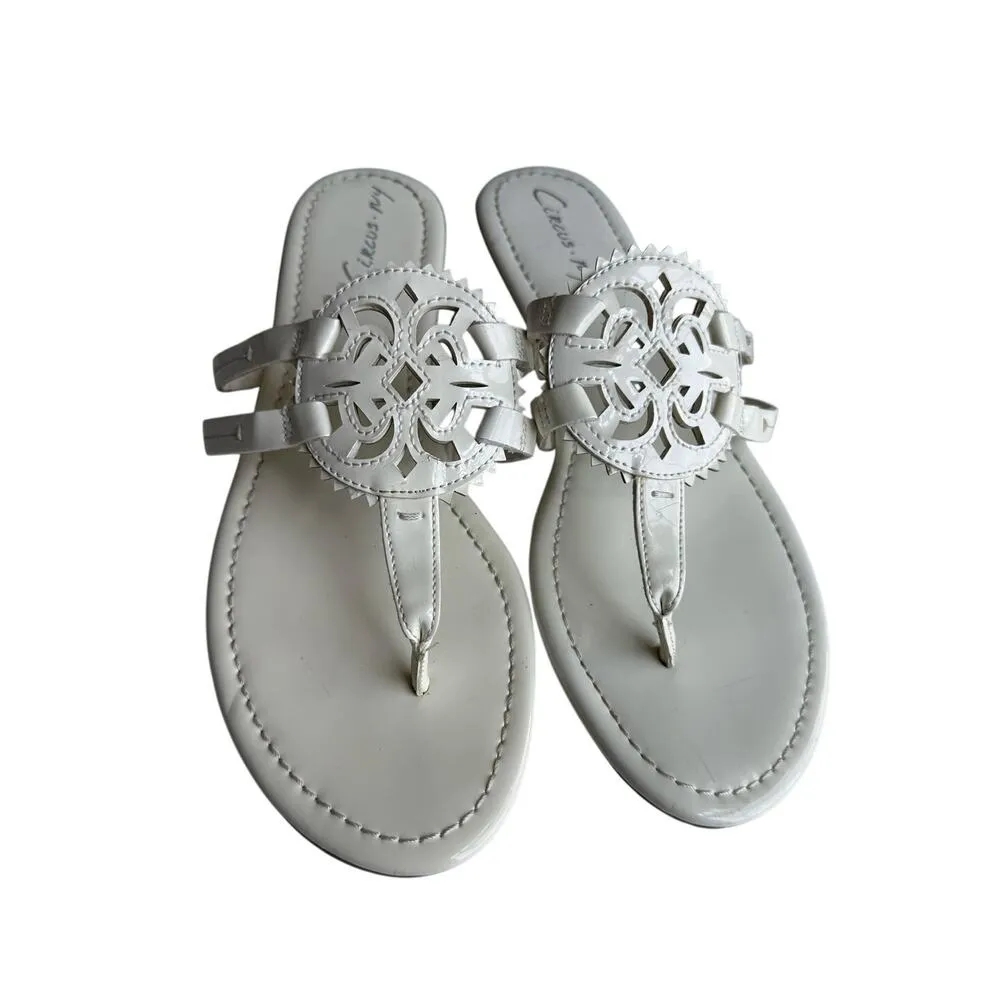 Circus By Sam Edelman Canyon White Vegan Leather Medallion Flat Sandals Size 9.5 - Image 4
