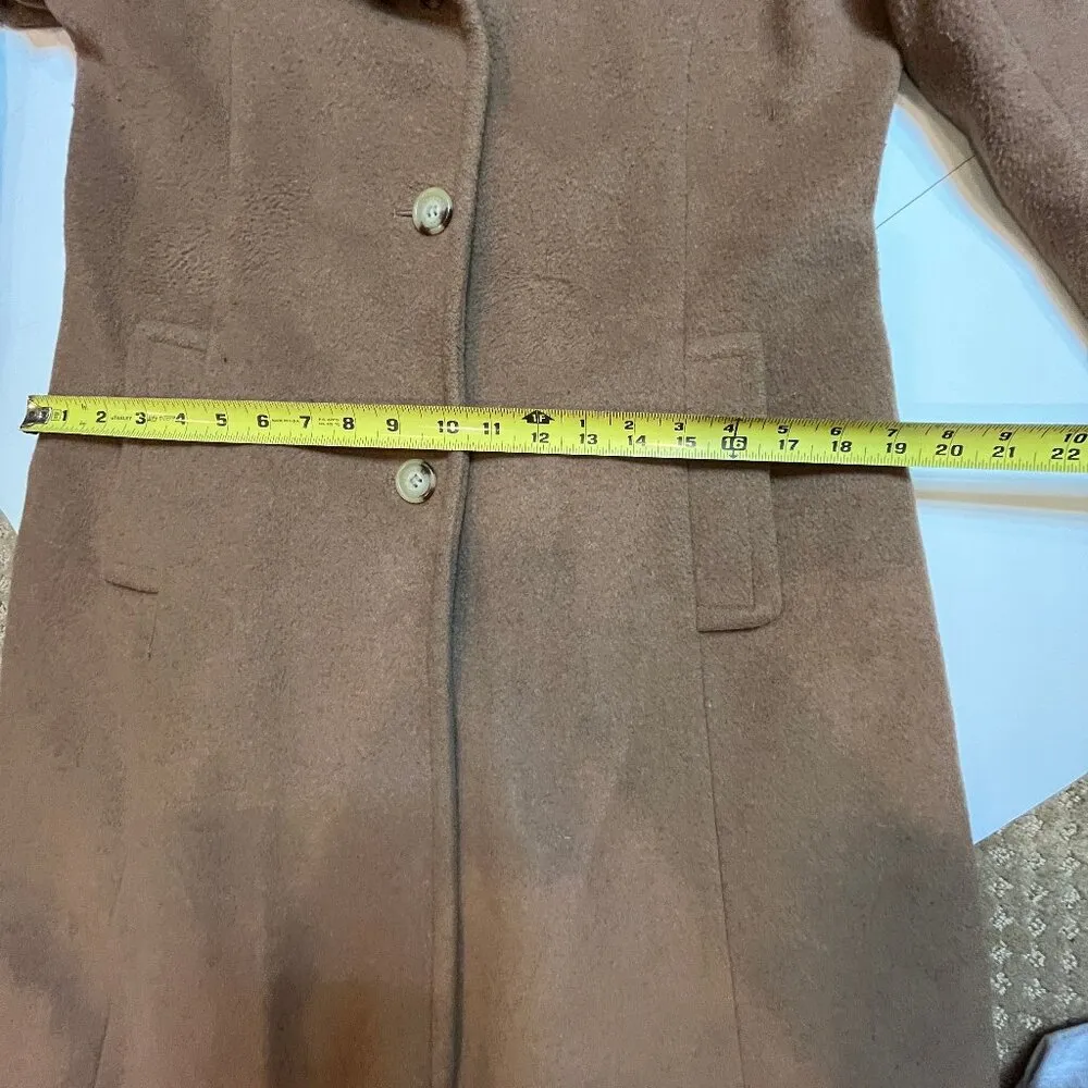 Lauren Ralph Lauren Womens Wool Penny Lane Dress Coat Faux Fur Collar SZ 12 $355 Tan - Image 10