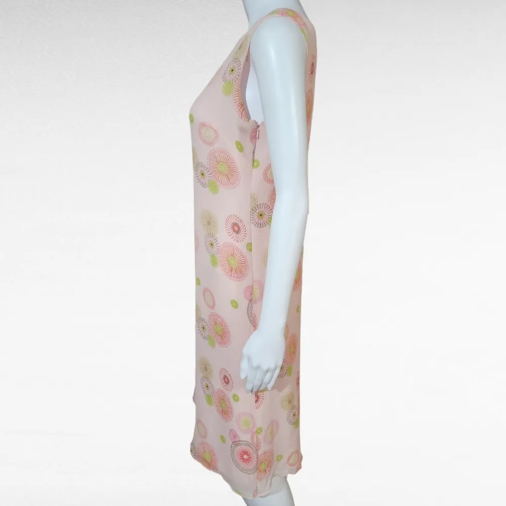 Coldwater Creek Pastel Pink Geo Gauze Sleeveless Silk Dress Size 8 - Image 2