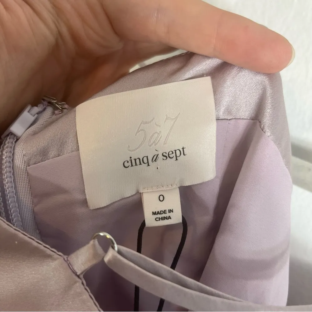 NWT Cinq À Sept Karina Rose Quartz Lilac Silk Satin Paneled Cady Mini Dress 0 Purple - Image 7