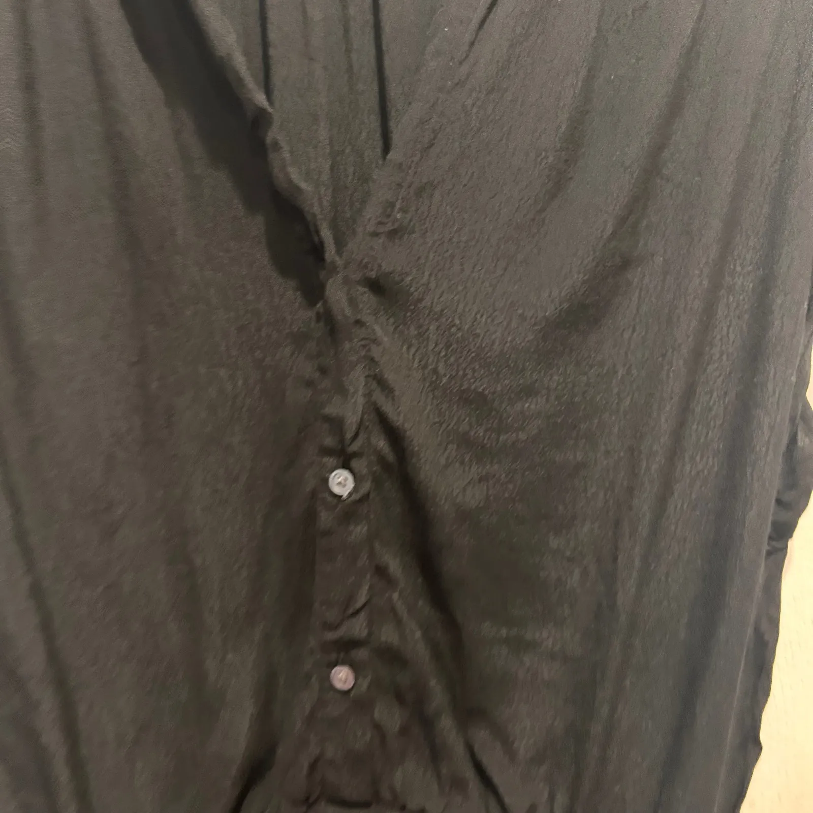 GAP‎ Womens Black Button Down Drawstring Waist Short Sleeve Romper Jumpsuit L - Image 4