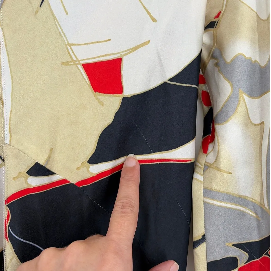 Zara Abstract Midi Dress Sz XS Modern Artsy Satiny High Neck Modern Minimalist - Image 9