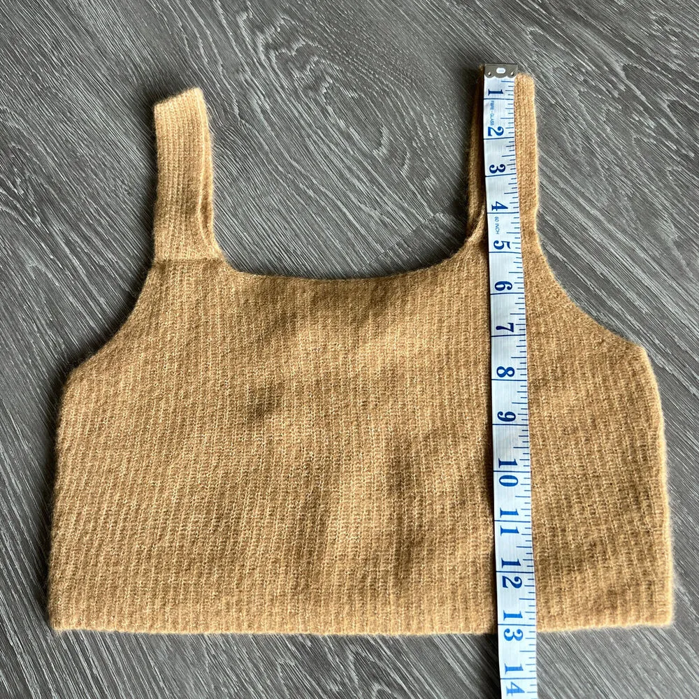 Everlane Crop Top Womens Small Wool Blend Cozy Stretch Camel Brown - Image 4