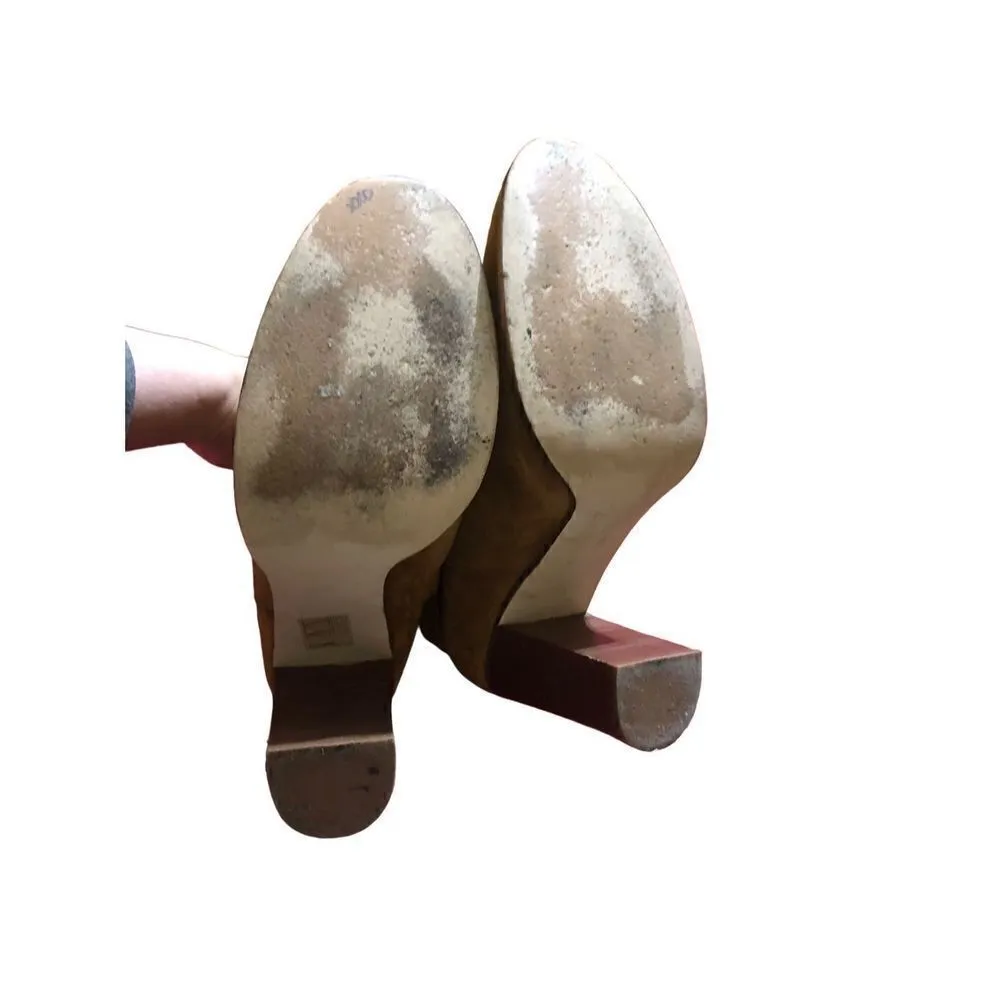 J Crew  Suede Wraparound Buckle Ankle Boots, Vintage Amber block heel - Image 8