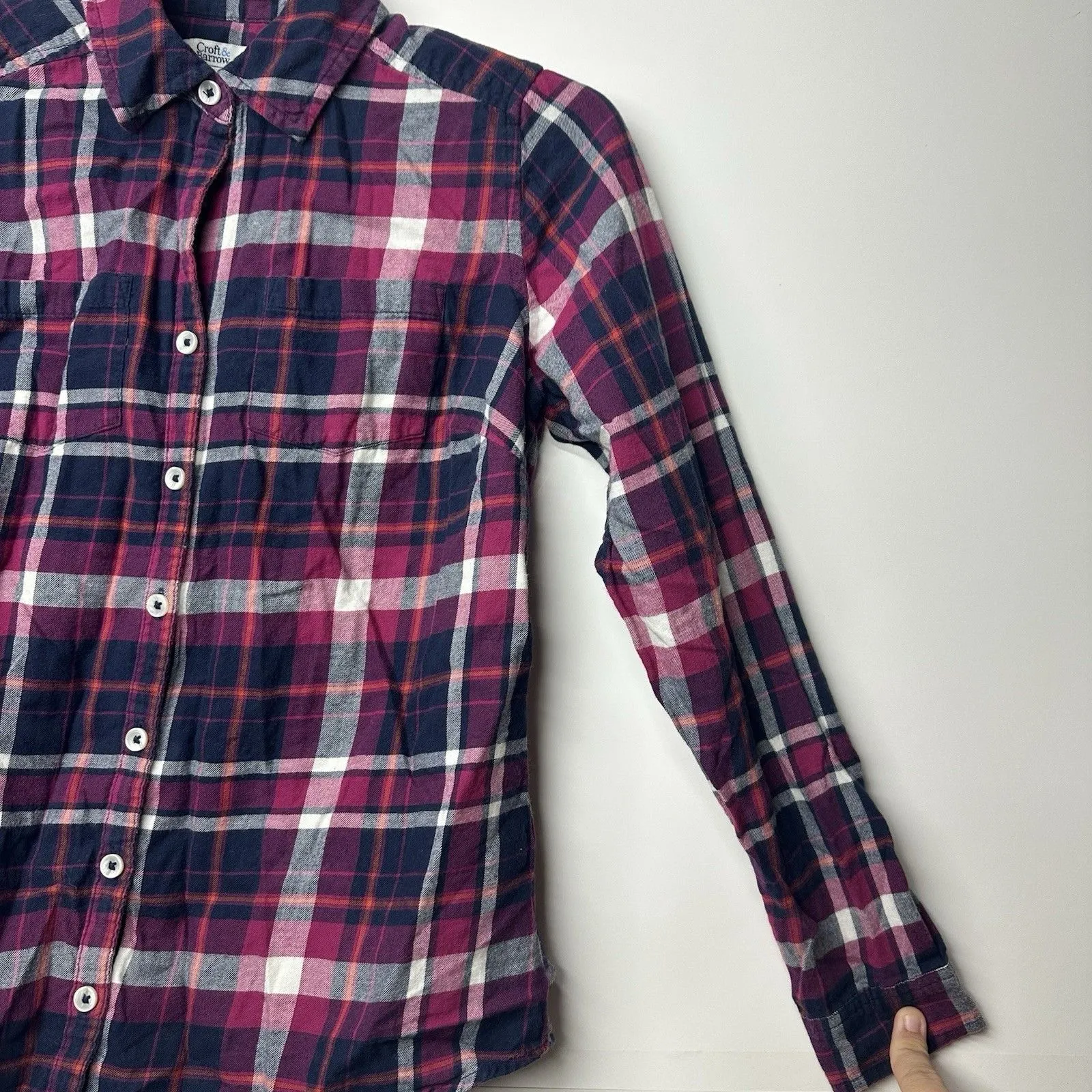 Croft & Barrow Women’s Flannel Shirt PXS Plaid Button-Up Long Sleeve - Image 4