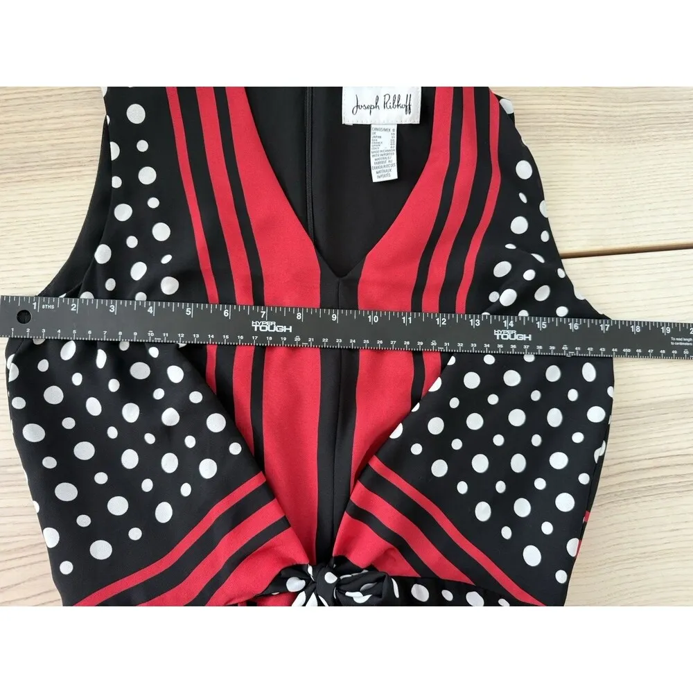 Joseph Ribkoff noire Dress Size 8 Maxi Long Sleeveless Black Red White designe - Image 6