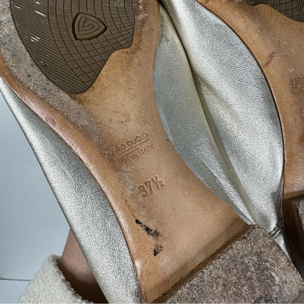 AGL Monika Cap Toe Buckle Slip On Ballet Flats Size 37.5/ 7.5 Tan - Image 6