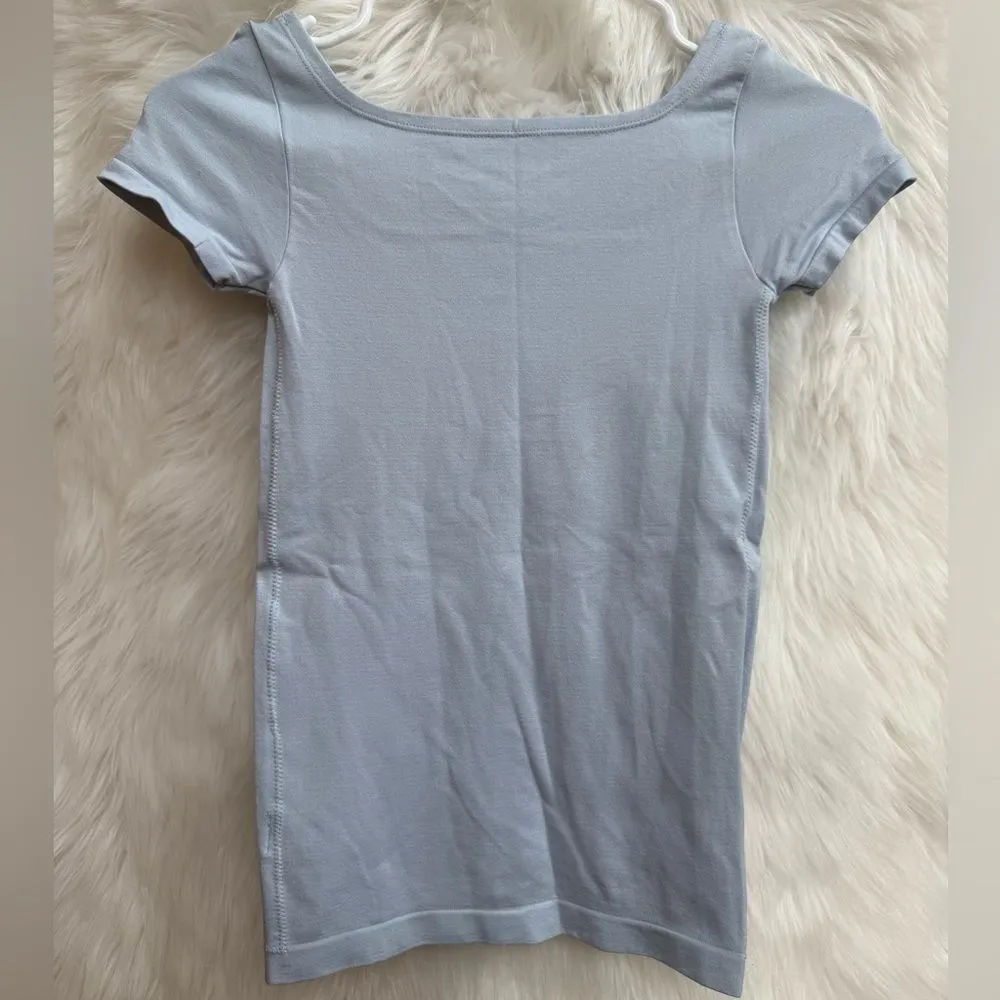 Aeropostale seriously soft sculp square neck light blue top - Image 4