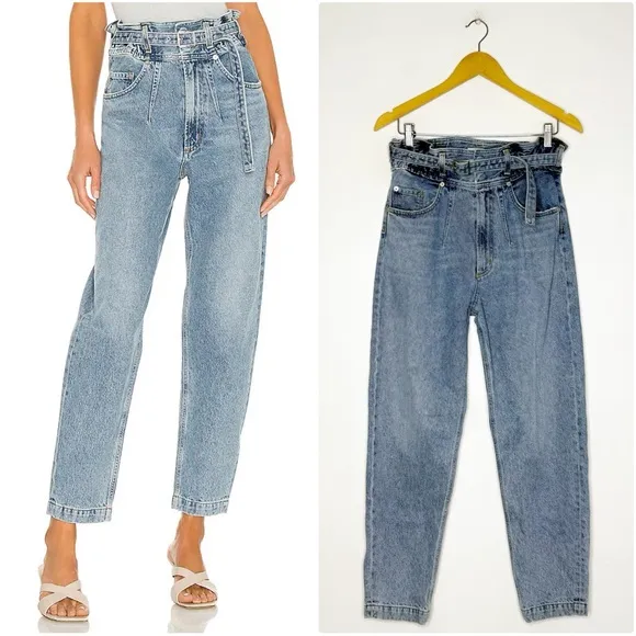 Agolde Paperbag Waist Belted Jean Riya Peg in Traffic Size 24 - Image 2