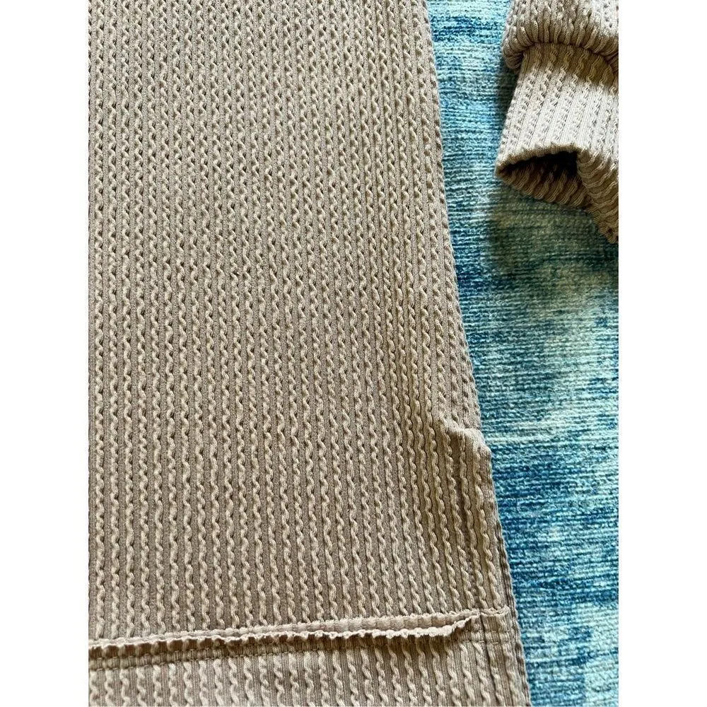 Altar'd State Ada Taupe Tan Oversized Relaxed Fit Ribbed Boxy Long Sleeve Top XS - Image 5