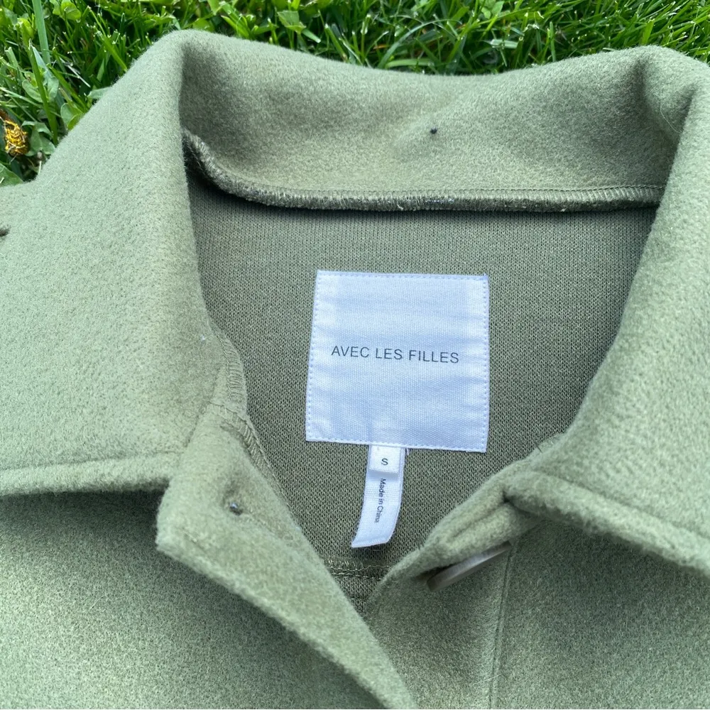 Avec Les Filles Anthropologie Womens Size S Army Green Cozy Shacket - Image 2