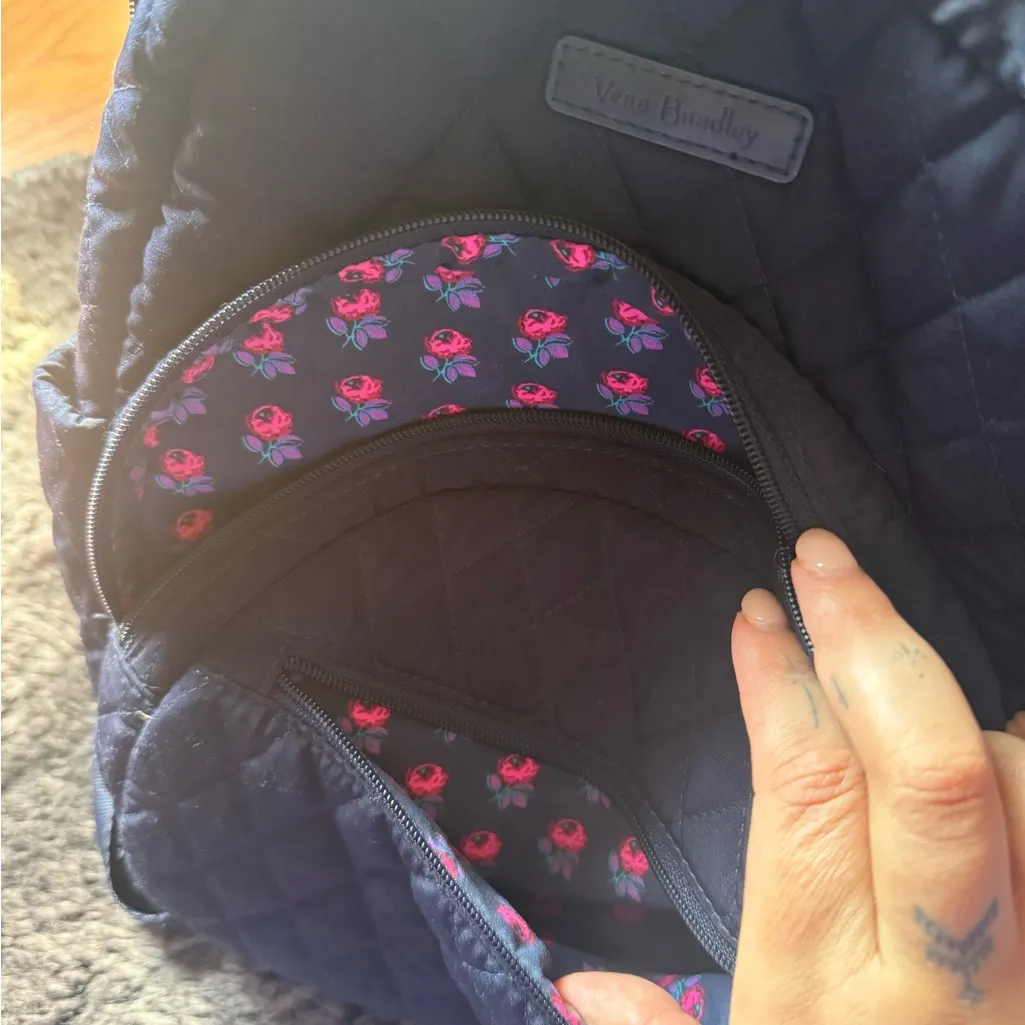Vera Bradley Quilted Navy Backpack - Image 4