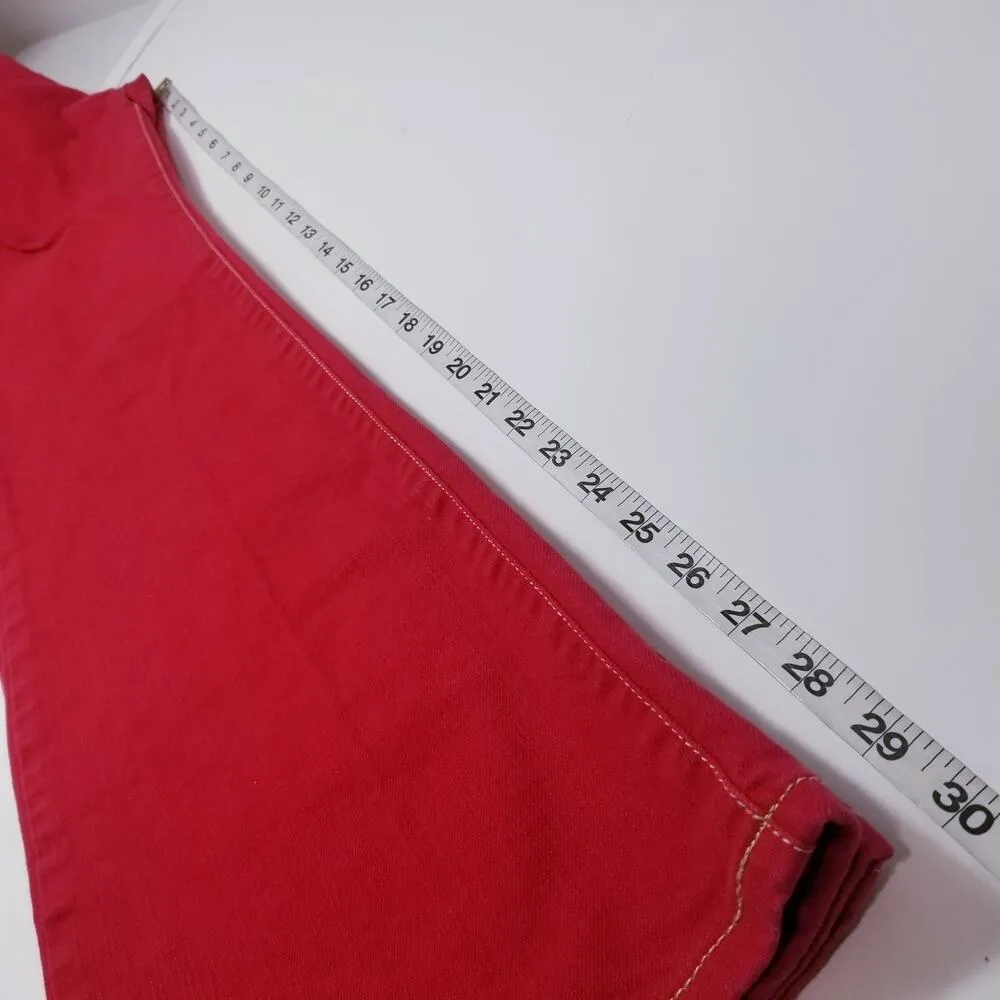 Y2K Chip & Pepper C7P Laguna Beach Flare Red Denim Wide Leg Low Rise - Image 9