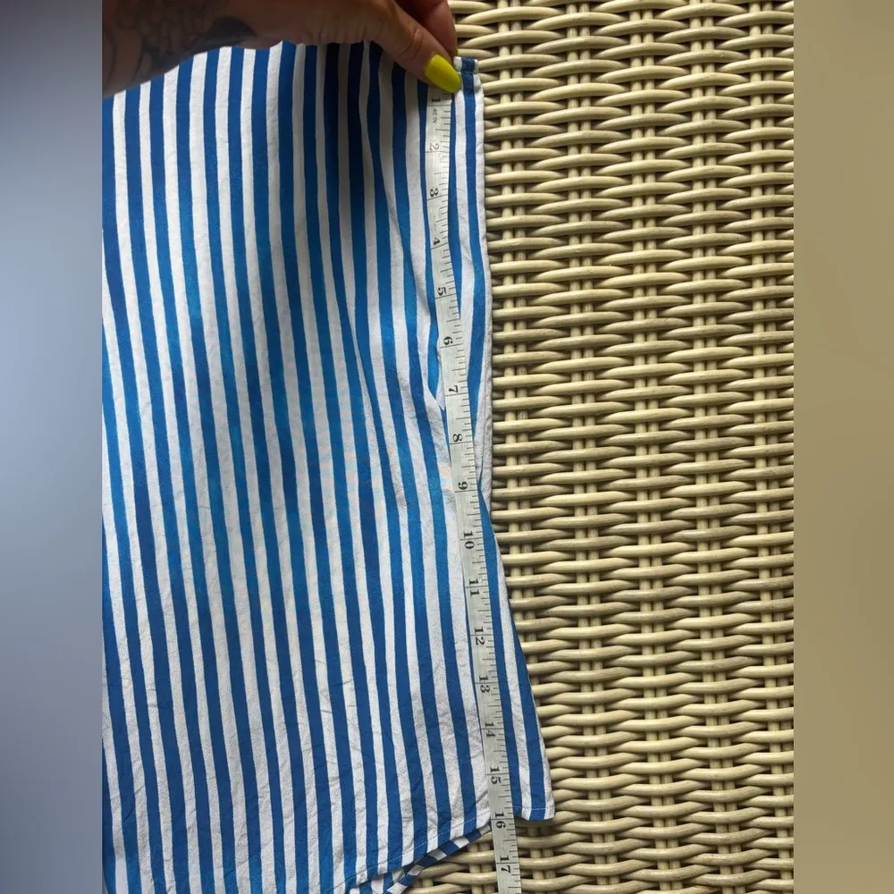 Tommy‎ Bahama Marina Stripe 100% Silk Sleeveless Blouse large coastal preppy - Image 9