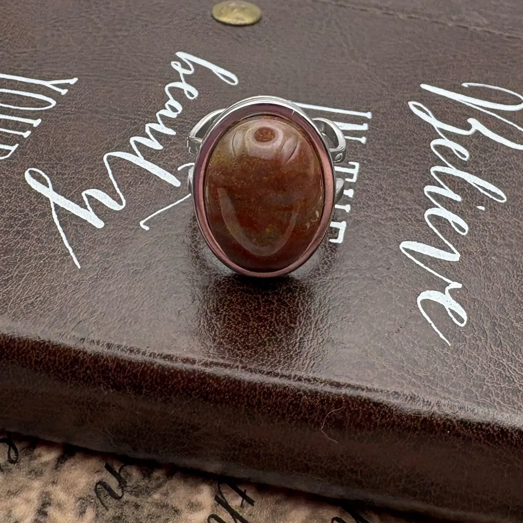 Handmade Gemstone Ring Stainless Steel Adjustable - Image 5