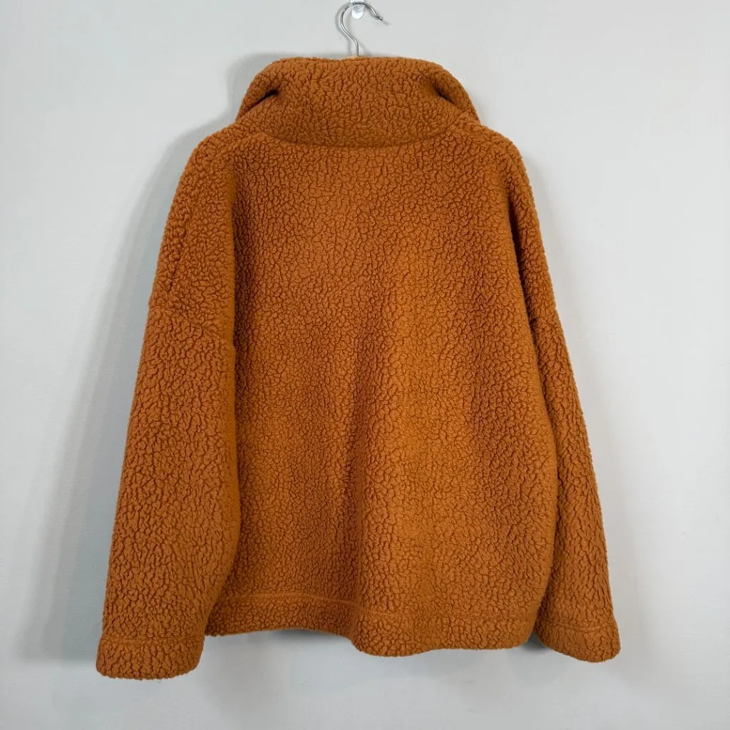 J. Crew Snap Collar Sherpa Sweatshirt Polartec Fleece Pullover Women's 2X Adobe - Image 4