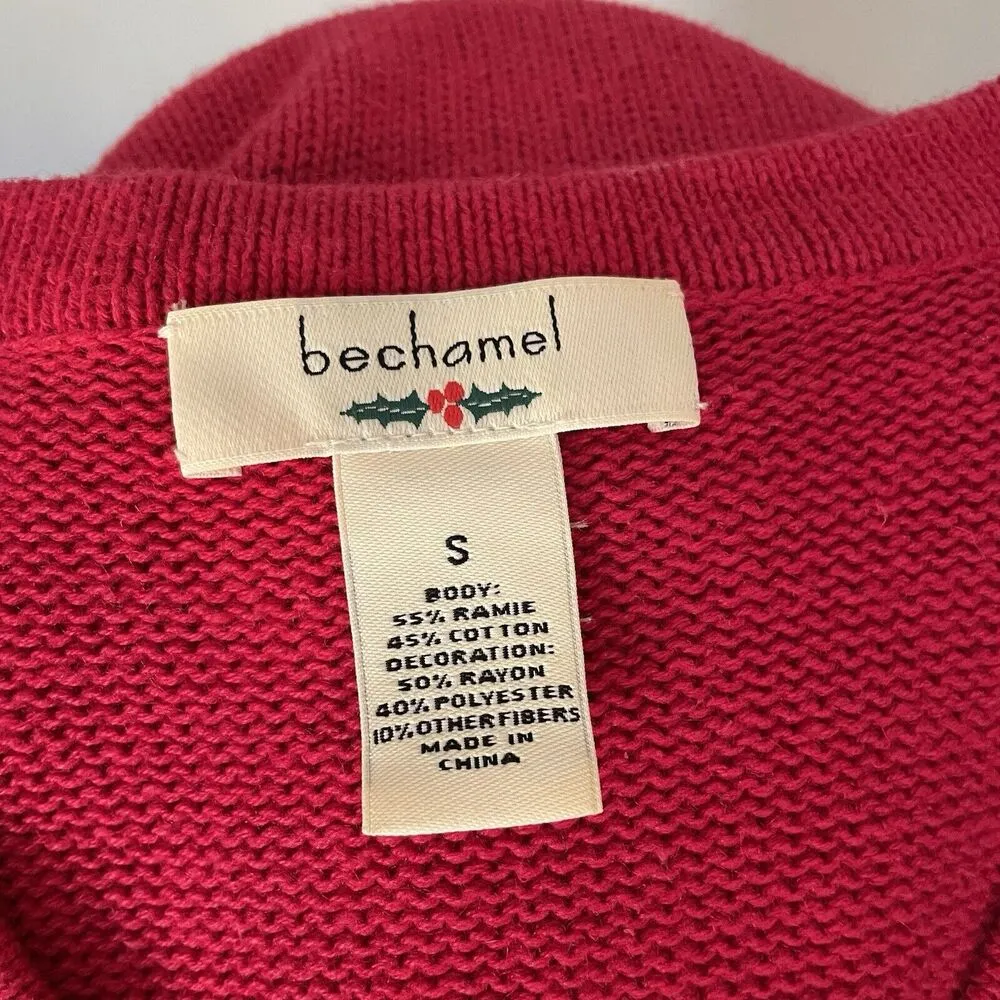 VTG Christmas Sweater Vest Bechamel Sz Small Red Penguins Snowflakes Embroidered - Image 10