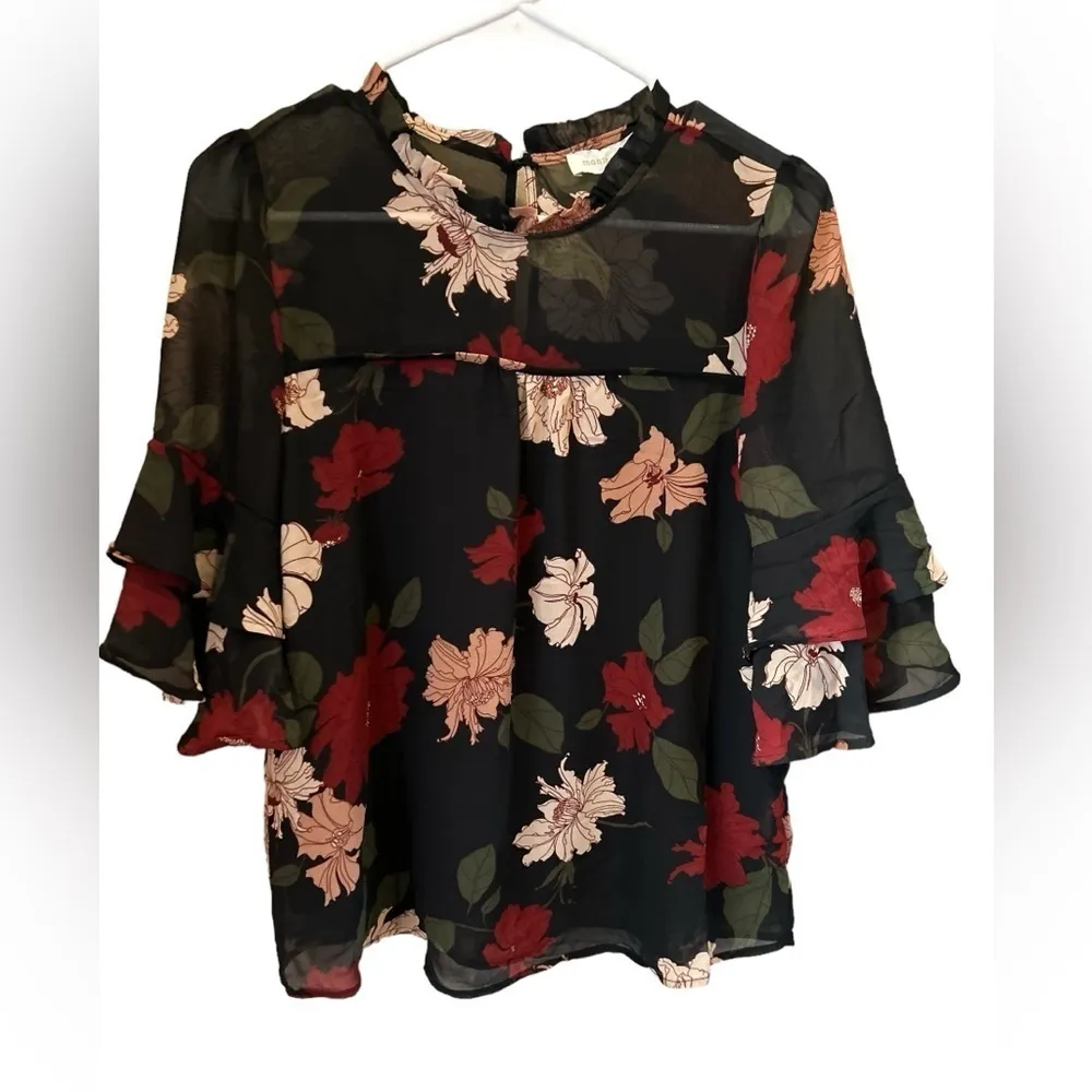 Monteau Anthropologie‎ flowered blouse size M - Image 2