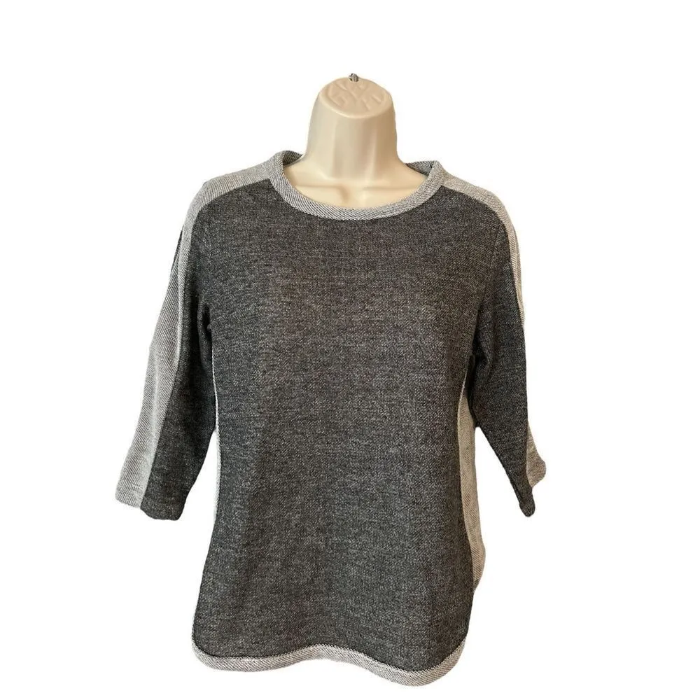 CD Petites Womens Sz PS Top Pullover 3/4 Sleeve Gray Shimmer Gray - Image 2