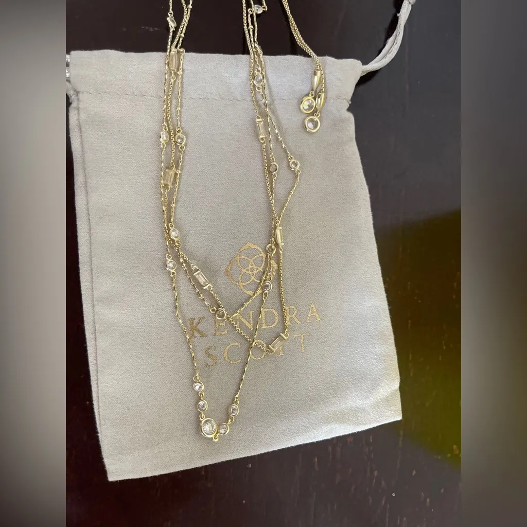 Kendra Scott Rina Gold Multi Strand Necklace w/ Lustre Glass – Adjustable - Image 5