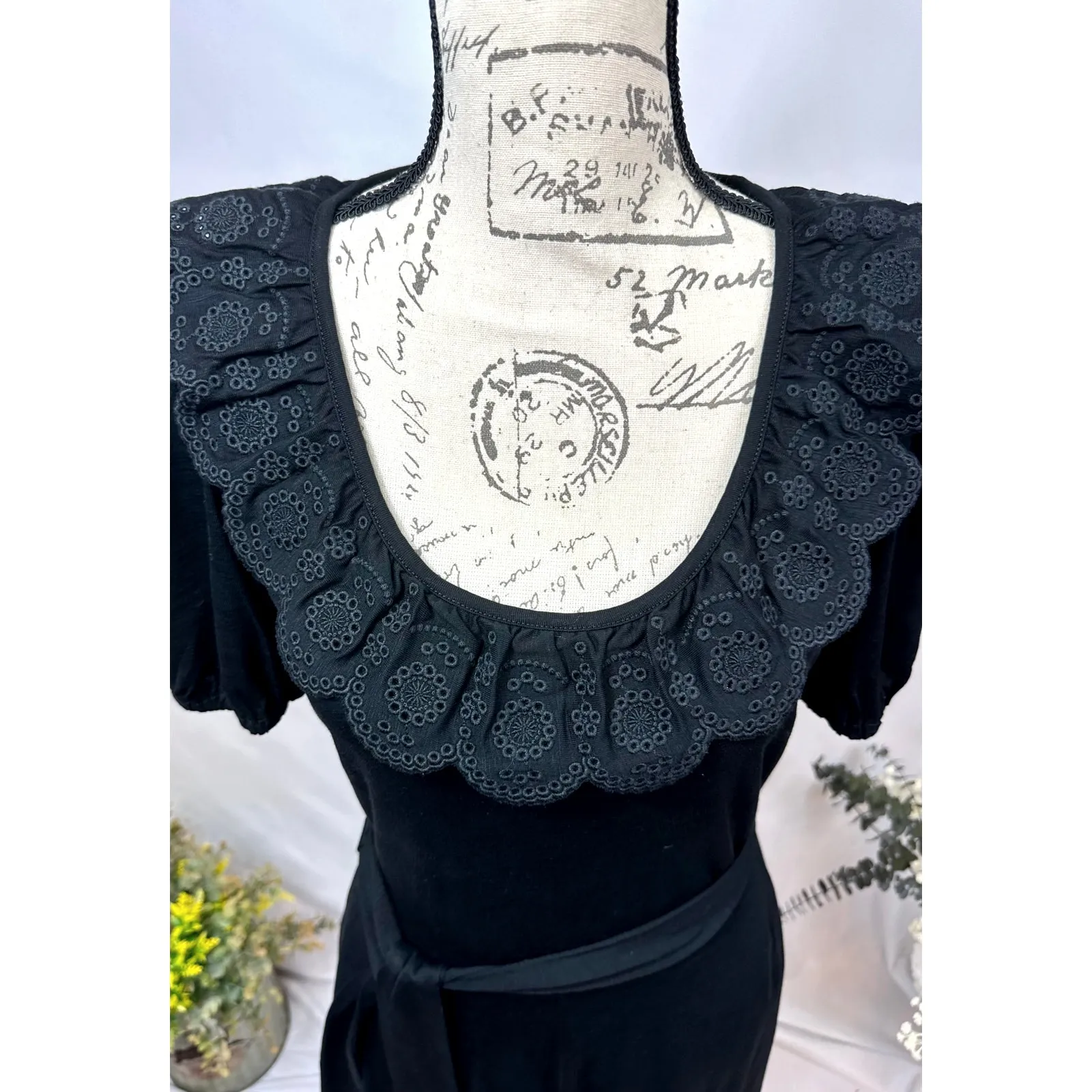 Boden Lace Detail Tie Waist Maxi Dress Black size 6 - Image 10