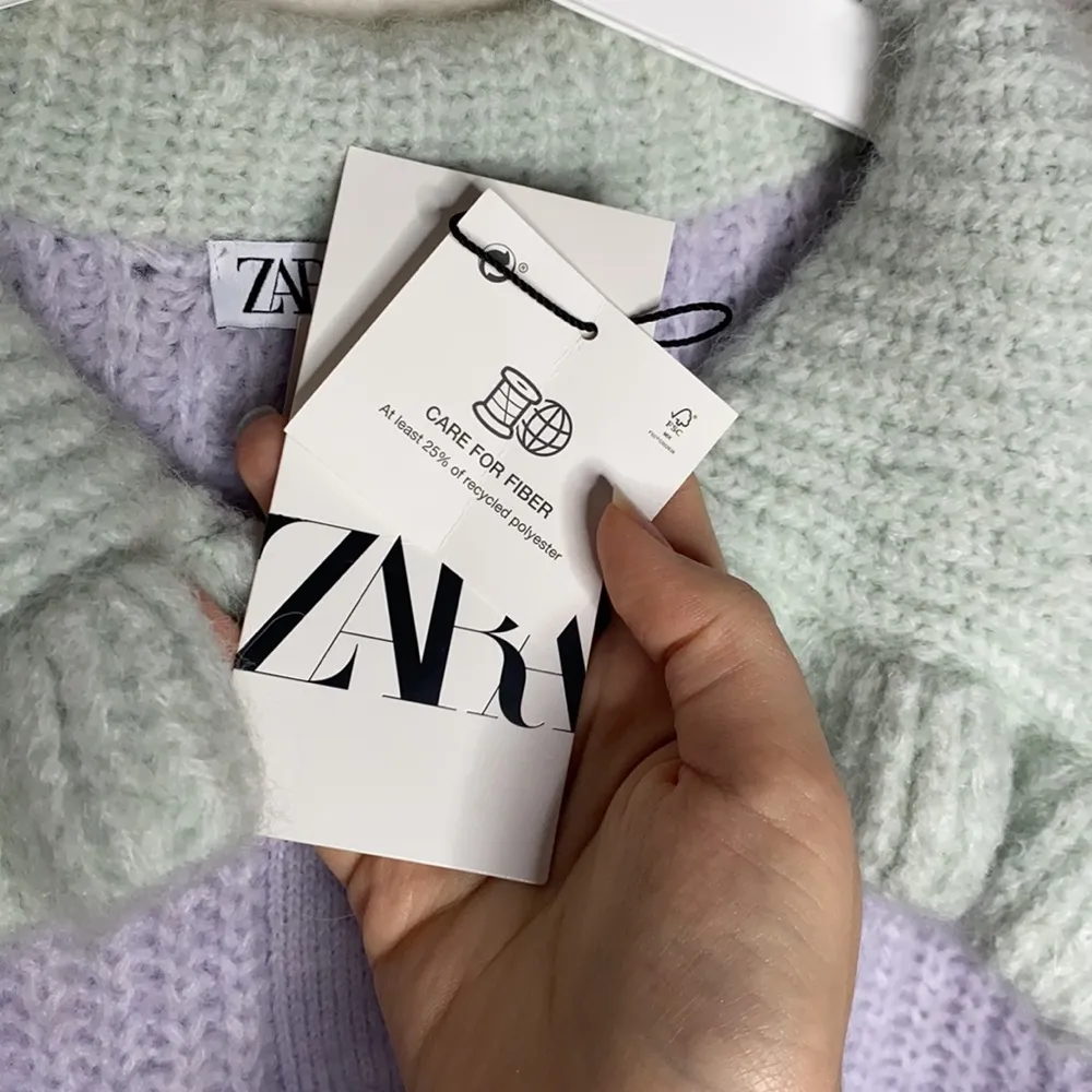 Zara Pastel Lilac and Green Combination Bib Collar jewel buttons Knit Cardigan M - Image 11