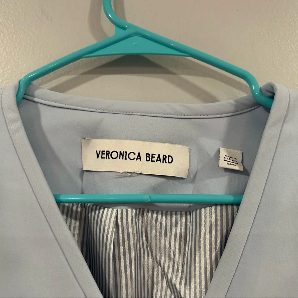 Veronica Beard Isola Crepe V Neck Light Blue Jacket 12 - Image 5