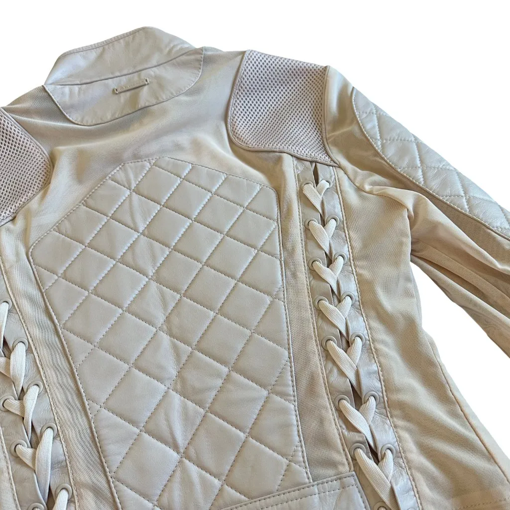 Blanc Noir Leather Mesh Moto Jacket Zip - Image 11