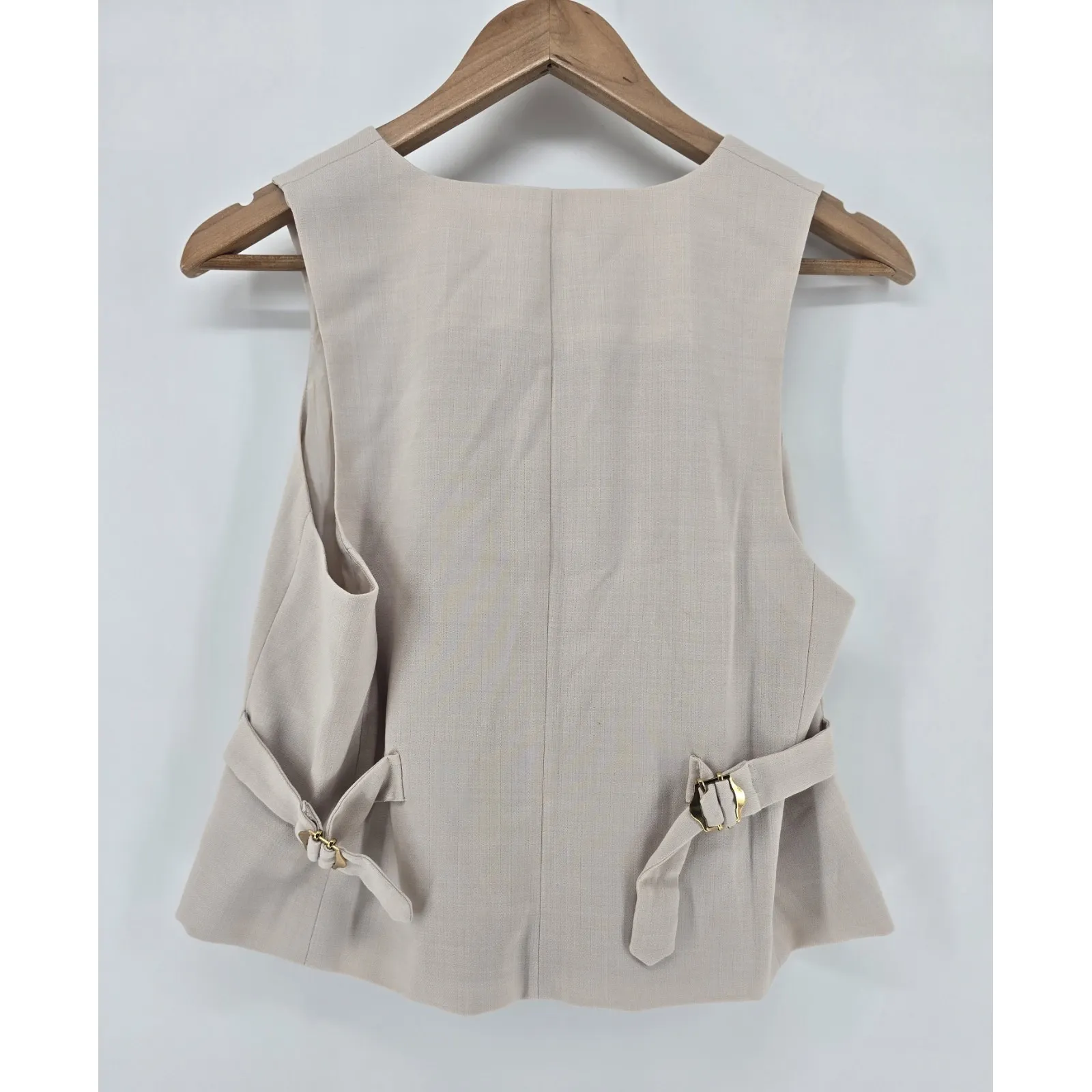 J. Crew Nova‎ Fides Prato Italy Vest Sleeveless Top Beige Womens Size 8 Tan - Image 4