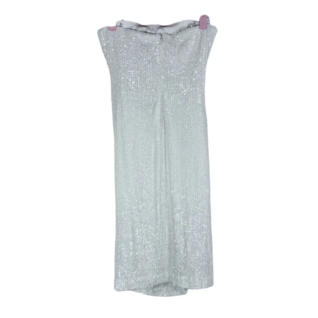 NWT Black Halo Eve White Sequin Domino Strapless Sheath Dress - Size 4 - Image 5