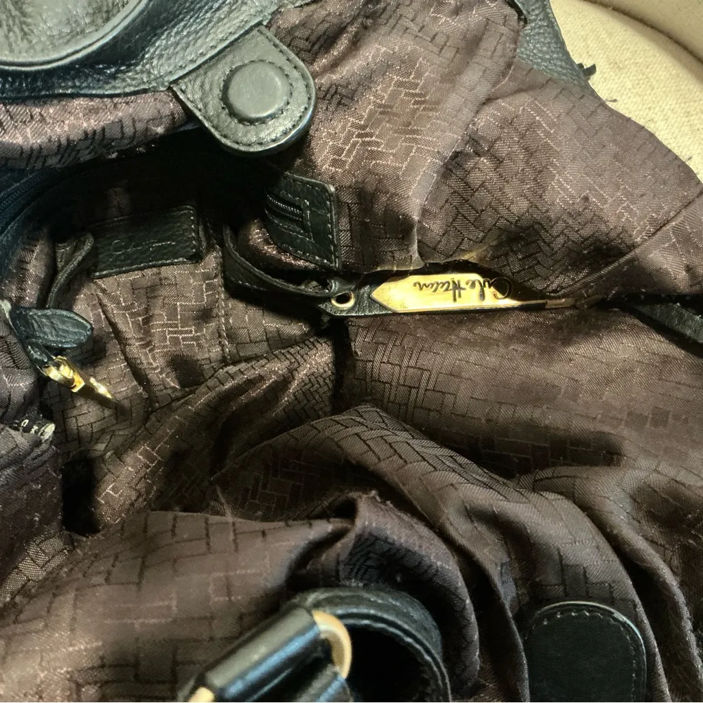 Cole Haan hobo bag black pebble leather shoulder bag large bag tote tassel cinch - Image 16