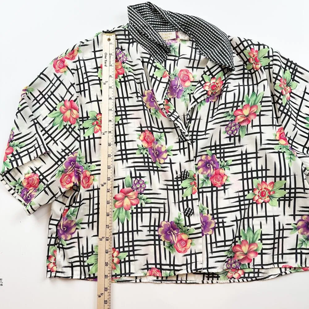 Victoria's Secret Vintage Gold Label Collared Short Sleeve sleep shirt Size M - Image 10