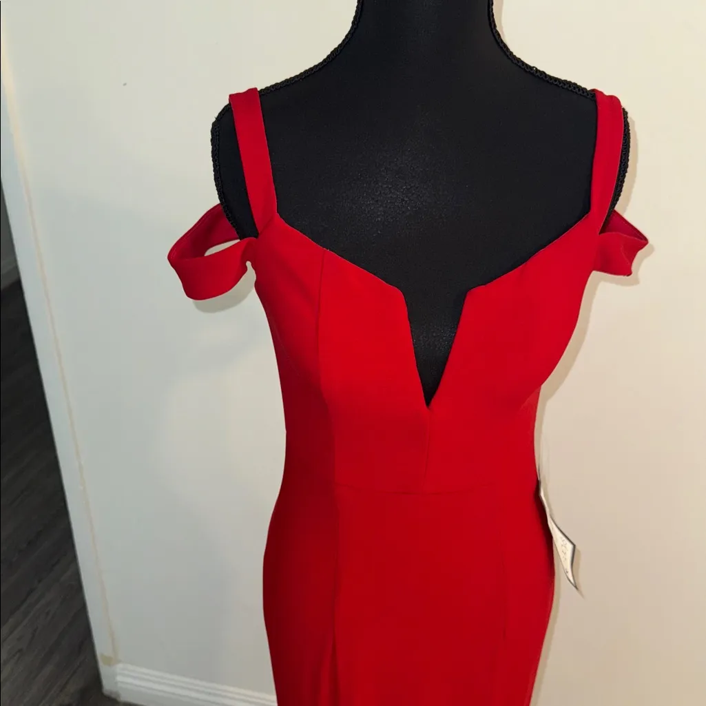 Xscape Red Off-Shoulder Maxi Dress - Image 2