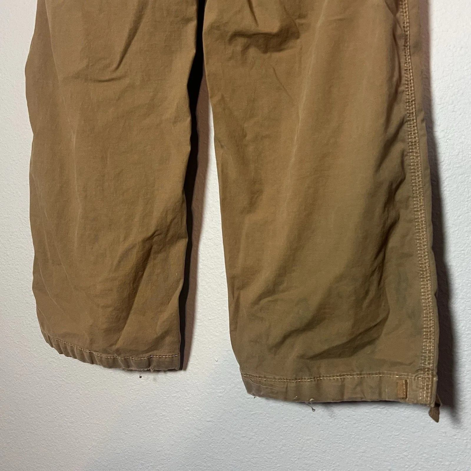 American Eagle Baggy Jogger Pants Womens Size 4 Brown Cargo Pockets Cotton Flaw - Image 9
