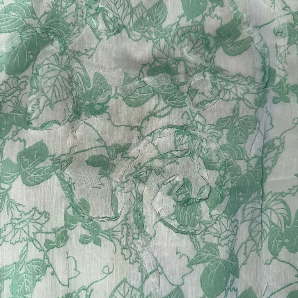 Max Studio Asymmetrical Mint Floral Skirt Green Size 12 - Image 5