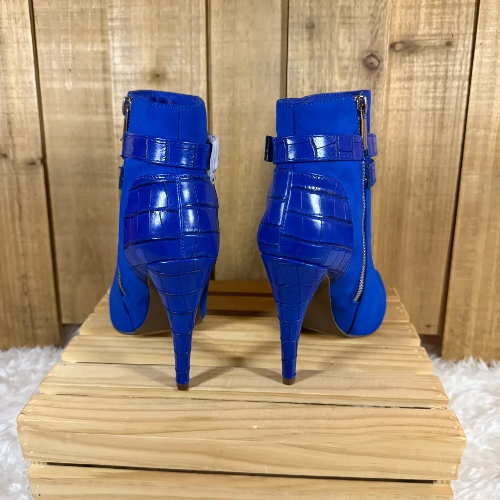 Just Fab Chloelle Womens Ankle Boots Booties Heels Party Bougie Blue Size 6 - Image 5