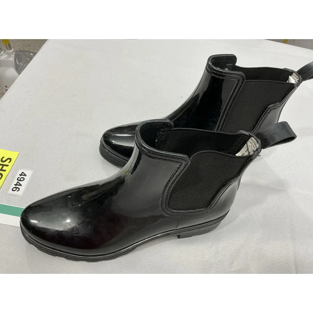 Womans Capelli NY Pull On Rain Boots 9 Black Elastic Ankle Chunky Heel - Image 3